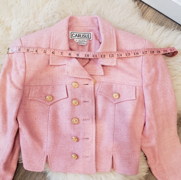 Vintage Pink Tweed Cropped Jacket by Carlisle - Picture 9 of 12